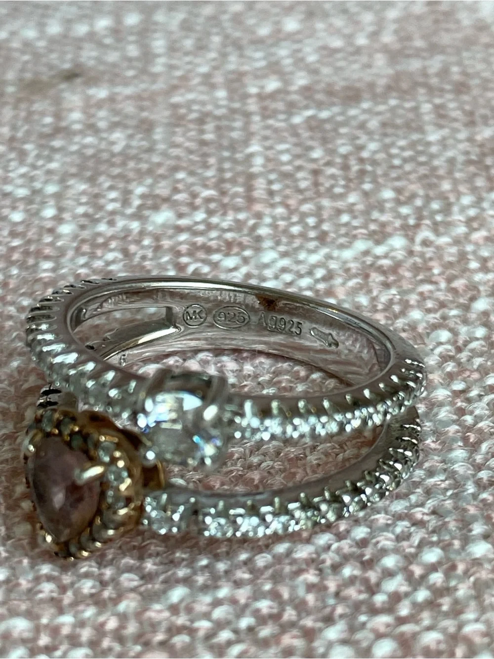Michael Kors Sterling Silver Two-Tone Open Stack Heart Ring